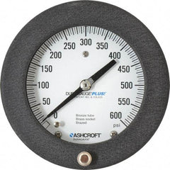 Ashcroft - 4-1/2" Dial, 1/4 Thread, 0-600 Scale Range, Pressure Gauge - Center Back Connection Mount, Accurate to 0.5% of Scale - Caliber Tooling