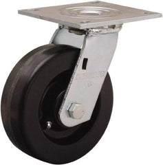 Hamilton - 6" Diam x 2" Wide x 7-1/2" OAH Top Plate Mount Swivel Caster - Phenolic, 900 Lb Capacity, Straight Roller Bearing, 5 x 5-1/2" Plate - Caliber Tooling