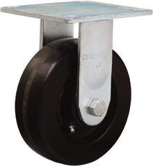 Hamilton - 6" Diam x 2" Wide x 7-1/2" OAH Top Plate Mount Rigid Caster - Phenolic, 900 Lb Capacity, Straight Roller Bearing, 5 x 5-1/2" Plate - Caliber Tooling