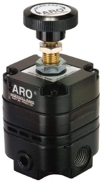 ARO/Ingersoll-Rand - 3/8 NPT Port, 14 CFM, Zinc Precision Constant Bleed Regulator - 2 to 25 psi Range, 150 Max psi Supply Pressure, 1/4" Gauge Port Thread, 2.12" Wide x 4.55" High - Caliber Tooling