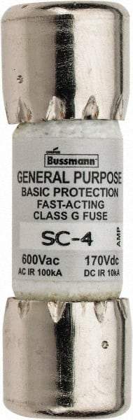 Cooper Bussmann - 170 VDC, 600 VAC, 4 Amp, Time Delay Size Rejecting/NonRejecting Fuse - Fuse Holder Mount, 1-5/16" OAL, 10 at DC, 100 at AC (RMS) kA Rating, 13/32" Diam - Caliber Tooling