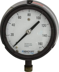 Ashcroft - 4-1/2" Dial, 1/2 Thread, 0-160 Scale Range, Pressure Gauge - Lower Connection, Rear Flange Connection Mount, Accurate to 0.5% of Scale - Caliber Tooling