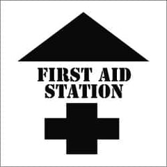 NMC - First Aid Station Stencil - 0.06 Inch Thick, Polyethylene, English - Caliber Tooling