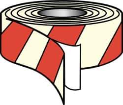 NMC - Glow & Red Striped Vinyl Tape - 2" Wide x 30' Long x 0.002" Thick, General Traffic - Caliber Tooling