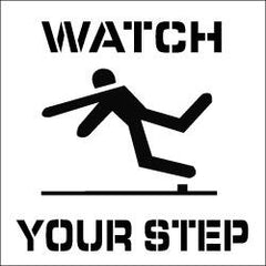 NMC - Watch Your Step Stencil - 0.06 Inch Thick, Polyethylene, English - Caliber Tooling