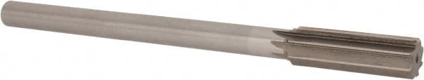 Interstate - 0.726" High Speed Steel 6 Flute Chucking Reamer - Straight Flute, 5/8" Straight Shank, 2-1/2" Flute Length, 9-1/2" OAL - Caliber Tooling