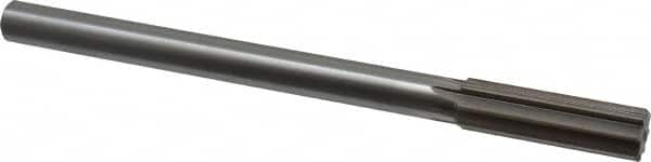 Interstate - 0.743" High Speed Steel 6 Flute Chucking Reamer - Straight Flute, 5/8" Straight Shank, 2-1/2" Flute Length, 9-1/2" OAL - Caliber Tooling