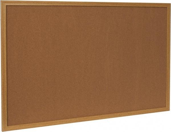 UNIVERSAL - 36" Wide x 24" High Open Cork Bulletin Board - Wood Frame, Natural Tan - Caliber Tooling