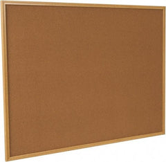 UNIVERSAL - 48" Wide x 36" High Open Cork Bulletin Board - Wood Frame, Natural Tan - Caliber Tooling