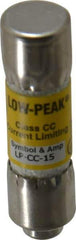 Cooper Bussmann - 150 VDC, 600 VAC, 15 Amp, Time Delay General Purpose Fuse - Fuse Holder Mount, 1-1/2" OAL, 20 at DC, 200 at AC (RMS) kA Rating, 13/32" Diam - Caliber Tooling