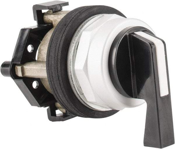 Eaton Cutler-Hammer - 30-1/2mm Mount Hole, 3 Position, Lever Operated, Selector Switch Only - Black, Maintained (MA) - Maintained (MA) - Momentary (MO), Nonilluminated, Oil and Watertight - Caliber Tooling