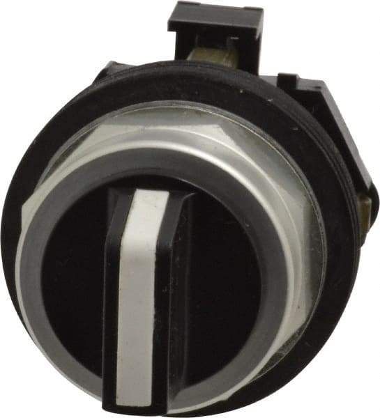 Eaton Cutler-Hammer - 30-1/2mm Mount Hole, 3 Position, Knob Operated, Selector Switch Only - Black, Momentary (MO) - Maintained (MA) - Momentary (MO), Nonilluminated, Oil and Watertight - Caliber Tooling