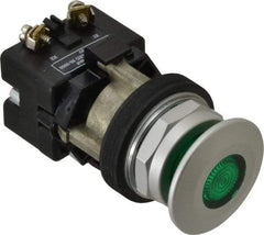 Eaton Cutler-Hammer - Extended Mushroom Head Pushbutton Switch Operator - Green, Round Button, Incandescent Lamp, Illuminated - Caliber Tooling