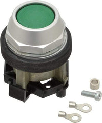 Eaton Cutler-Hammer - 30-1/2mm Mount Hole, Flush, Pushbutton Switch Only - Round, Green Pushbutton, Nonilluminated, Momentary (MO), Corrosion Resistant, Oiltight and Watertight - Caliber Tooling