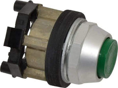 Eaton Cutler-Hammer - 30-1/2mm Mount Hole, Extended Straight, Pushbutton Switch Only - Round, Green Pushbutton, Nonilluminated, Momentary (MO), Corrosion Resistant, Oiltight and Watertight - Caliber Tooling