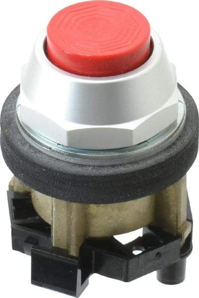 Eaton Cutler-Hammer - 30-1/2mm Mount Hole, Extended Straight, Pushbutton Switch Only - Round, Red Pushbutton, Nonilluminated, Momentary (MO), Corrosion Resistant, Oiltight and Watertight - Caliber Tooling