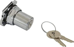 Eaton Cutler-Hammer - 30-1/2mm Mount Hole, 2 Position, Key Operated, Selector Switch Only - Silver, Momentary (MO) - Caliber Tooling