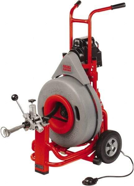 Ridgid - Electric Battery Drain Cleaning Machine - For 3" to 10" Pipe, 0.4286" x 100' Cable, 200 Max RPM - Caliber Tooling