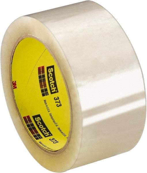 3M - 3" x 55 Yd Clear Rubber Adhesive Sealing Tape - Polypropylene Film Backing, 2.5 mil Thick, 60 Lb Tensile Strength, Series 373 - Caliber Tooling