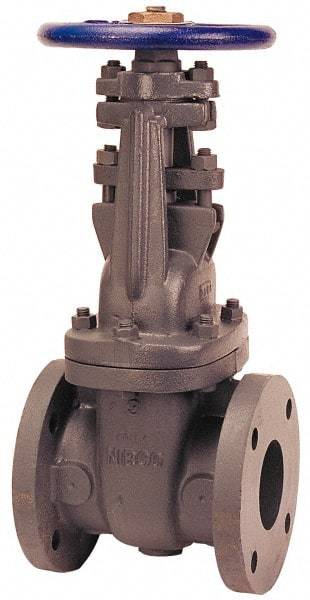 NIBCO - 3" Pipe, Class 125, Flanged Iron Solid Wedge OS & Y Gate Valve with Iron Trim - 200 WOG, 125 WSP, Bolted Bonnet - Caliber Tooling