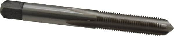 Made in USA - 5/16-28 UNS 4 Flute Bright Finish High Speed Steel Straight Flute Standard Hand Tap - Plug, Right Hand Thread, 2-23/32" OAL, 1-1/8" Thread Length, H3 Limit, Oversize - Exact Industrial Supply