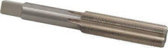 Made in USA - 15/32-32 UNS 6 Flute Bright Finish High Speed Steel Straight Flute Standard Hand Tap - Bottoming, Right Hand Thread, 3-3/8" OAL, 1-21/32" Thread Length, H3 Limit, Oversize - Exact Industrial Supply