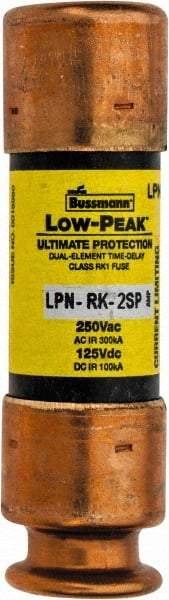 Cooper Bussmann - 125 VDC, 250 VAC, 2 Amp, Time Delay General Purpose Fuse - Fuse Holder Mount, 50.8mm OAL, 100 at DC, 300 at AC (RMS) kA Rating, 9/16" Diam - Caliber Tooling