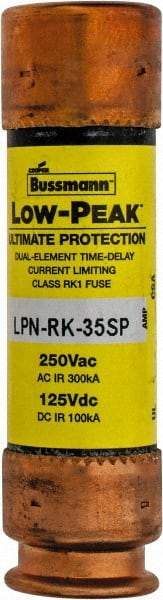 Cooper Bussmann - 125 VDC, 250 VAC, 35 Amp, Time Delay General Purpose Fuse - Bolt-on Mount, 76.2mm OAL, 100 at DC, 300 at AC (RMS) kA Rating, 13/16" Diam - Caliber Tooling