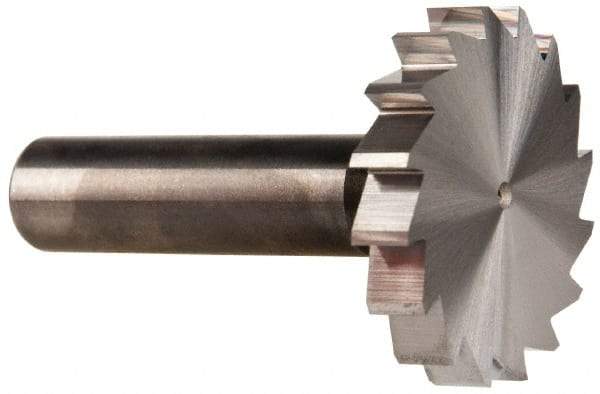 Made in USA - 1-1/2" Diam x 1/4" Face Width, Solid Carbide, 16 Teeth, Shank Connection Woodruff Keyseat Cutter - Uncoated, 2-1/4" OAL x 1/2" Shank, Straight Teeth, ANSI 812, Old Standard 24 - Caliber Tooling