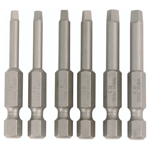 Square Power Bit #1, 2 & 3 × 50mm (6 Bit Pack) - Caliber Tooling