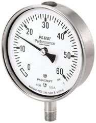 Ashcroft - 2-1/2" Dial, 1/4 Thread, 30-0-30 Scale Range, Pressure Gauge - Lower Connection Mount, Accurate to 3-2-3% of Scale - Caliber Tooling