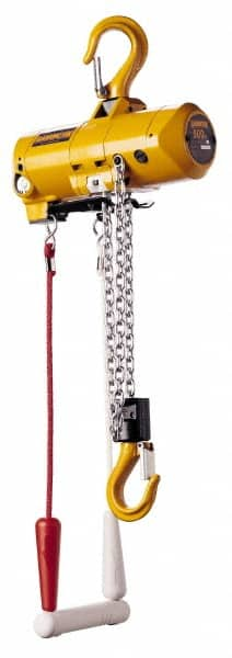 Harrington Hoist - 1/4 Ton Load Limit, 10' Max Height Top Hook Air Hoist - 48 SCFM at 90 PSI, 32 FPM Lift Speed, 12" Min Headroom, Pull Cord Control - Caliber Tooling