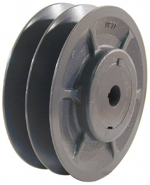 Browning - 1-1/8" Inside Diam x 5.35" Outside Diam, 2 Groove, Variable Pitched Sheave - Belt Sections 3L, 4L, A, 5L & B, 3" Sheave Thickness, 1-3/8 to 2" Face Width - Caliber Tooling