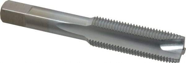 Made in USA - M16x1.50 Metric Fine, 3 Flute, Chrome Finish, High Speed Steel Spiral Point Tap - Plug Chamfer, Right Hand Thread, 3-13/16" OAL, 1-13/16" Thread Length, 0.48" Shank Diam - Exact Industrial Supply