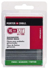 Porter-Cable - 16 Gauge 1" Long Finishing Nails for Power Nailers - Grade 2 Steel, Galvanized Finish, Straight Stick Collation, Chisel Point - Caliber Tooling