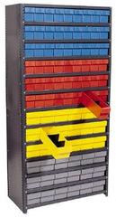 Quantum Storage - 108 Bin Closed Shelving System - 36 Inch Overall Width x 12 Inch Overall Depth x 75 Inch Overall Height, Blue High Impact Polystyrene Bins - Caliber Tooling