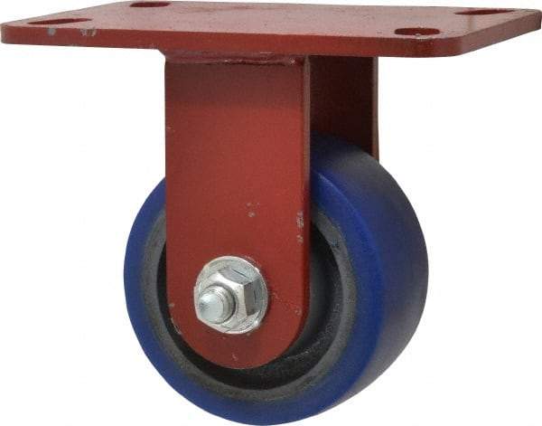 Hamilton - 4" Diam x 2" Wide x 5-5/8" OAH Top Plate Mount Rigid Caster - Polyurethane, 600 Lb Capacity, Precision Sealed Bearing, 4-1/2 x 6-1/2" Plate - Caliber Tooling