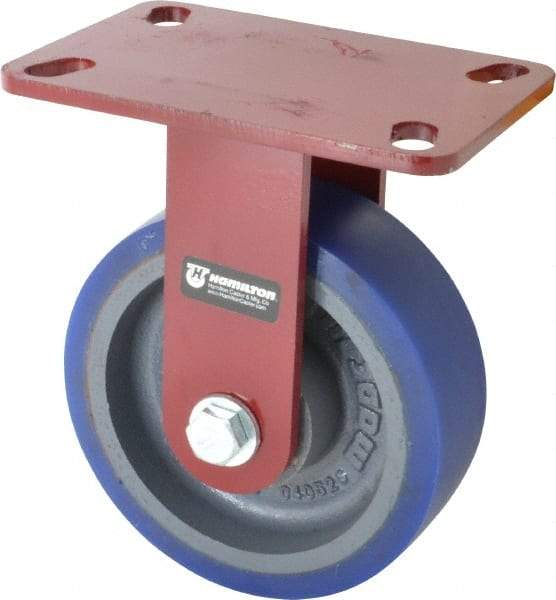 Hamilton - 6" Diam x 2" Wide x 7-3/4" OAH Top Plate Mount Rigid Caster - Polyurethane, 960 Lb Capacity, Precision Sealed Bearing, 4-1/2 x 6-1/2" Plate - Caliber Tooling