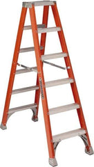 Louisville - 5 Steps, 6' High, Type IA Rating, Fiberglass Step Ladder - 300 Lb Capacity, 22-9/16" Base Width - Caliber Tooling