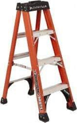 Louisville - 4 Steps, 4' High, Type IAA Rating, Fiberglass Step Ladder - 375 Lb Capacity, 18-7/8" Base Width - Caliber Tooling