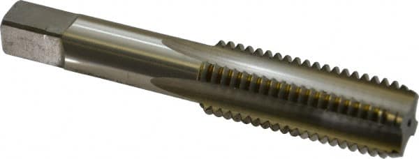 Kennametal - 3/4-10 UNC 2B/3B 4 Flute Bright Finish High Speed Steel Straight Flute Standard Hand Tap - Bottoming, Right Hand Thread, 4-1/4" OAL, 2" Thread Length, H5 Limit, Oversize - Exact Industrial Supply