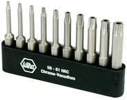 10 Piece - T7s; T8s; T9s; T10s; T15s; T20s; T25s; T27s; T30s; T40s - Security Torx Power Bit Bel Pack Set with Holder - Caliber Tooling