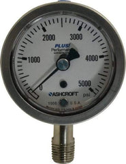 Ashcroft - 2-1/2" Dial, 1/4 Thread, 0-5,000 Scale Range, Pressure Gauge - Lower Connection Mount, Accurate to 3-2-3% of Scale - Caliber Tooling