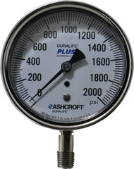 Ashcroft - 3-1/2" Dial, 1/4 Thread, 0-2,000 Scale Range, Pressure Gauge - Lower Connection Mount, Accurate to 1% of Scale - Caliber Tooling