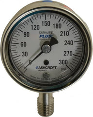 Ashcroft - 2-1/2" Dial, 1/4 Thread, 0-300 Scale Range, Pressure Gauge - Lower Connection Mount, Accurate to 1% of Scale - Caliber Tooling