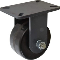 Hamilton - 6" Diam x 3" Wide x 8" OAH Top Plate Mount Rigid Caster - Phenolic, 2,000 Lb Capacity, Roller Bearing, 5-1/4 x 7-1/4" Plate - Caliber Tooling