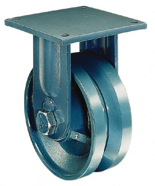 Hamilton - 6" Diam x 3" Wide x 10" OAH Top Plate Mount Rigid Caster - Forged Steel, 12,000 Lb Capacity, Tapered Bearing, 8-1/2 x 8-1/2" Plate - Caliber Tooling