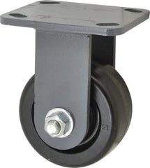 Hamilton - 4" Diam x 2" Wide x 5-5/8" OAH Top Plate Mount Rigid Caster - Phenolic, 800 Lb Capacity, Roller Bearing, 4 x 4-1/2" Plate - Caliber Tooling