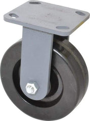 Hamilton - 6" Diam x 2" Wide x 7-1/2" OAH Top Plate Mount Rigid Caster - Phenolic, 1,200 Lb Capacity, Roller Bearing, 4 x 4-1/2" Plate - Caliber Tooling