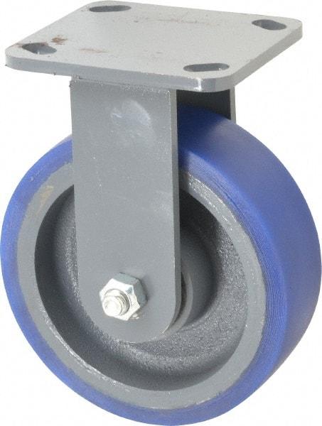 Hamilton - 6" Diam x 2" Wide x 7-1/2" OAH Top Plate Mount Rigid Caster - Polyurethane, 960 Lb Capacity, Precision Sealed Bearing, 4 x 4-1/2" Plate - Caliber Tooling